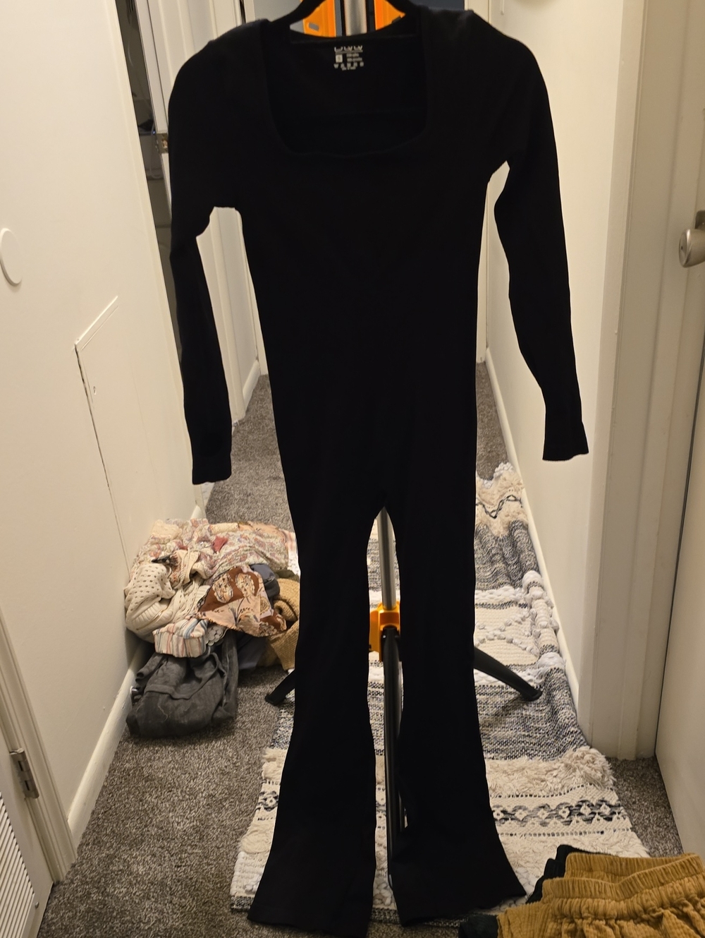 NWOT OQQ Women's Black Long-Sleeve Scoop-Neck Jumpsuit